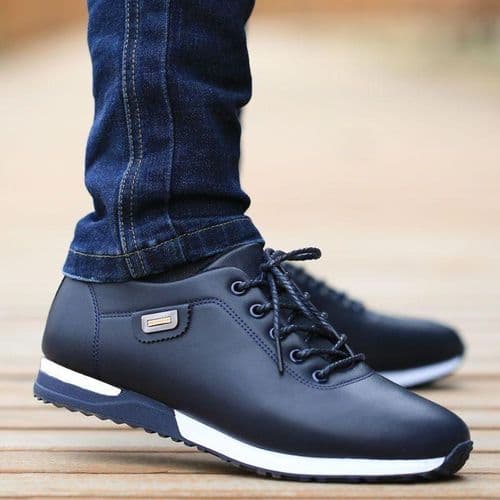 Casual Waterproof Sneakers PU Leather Shoes Versatile Work Shoes - BLUE